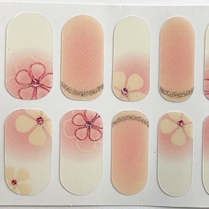 Pink White Ombre Glitter Nail Polish Strips / Nail Wraps / Nail Decals #012