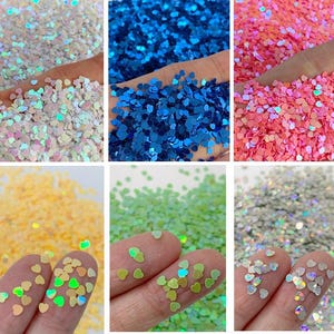 Holographic Iridescent Heart Party Confetti Chunky Poly Glitter, Decoden Supplies, Tumblers, Resin Embellishment, Slime Toppings