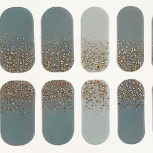 Gray Gradient Glimmer Nail Polish Strips / Nail Wraps