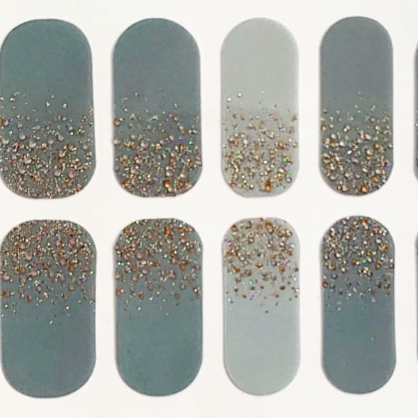 Gray Gradient Glimmer Nail Polish Strips / Nail Wraps / Nail Decals #006