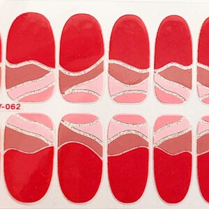 Pink Wavy Nail Polish Strips / Nail Wraps