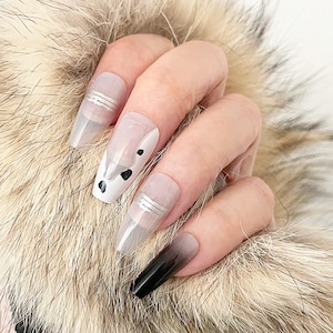 Handmade Press On Nails | Coffin Press On Nails | Glossy Cow Print Nails | Glue On Nails | Fake Nails | False Nails (N-169)