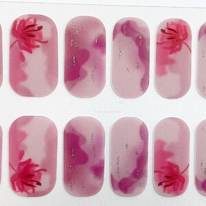 Pink Floral Glimmer Nail Polish Strips / Nail Wraps