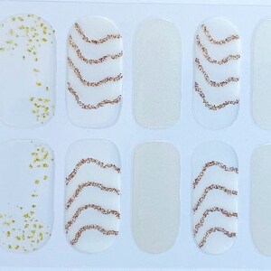 White Clear Wavy Lines Glimmer Nail Polish Strips / Nail Wraps / Nail Decals #592
