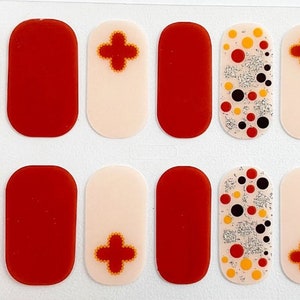 Red Dots Cross Glimmer Nail Polish Strips / Nail Wraps / Nail Decals #252