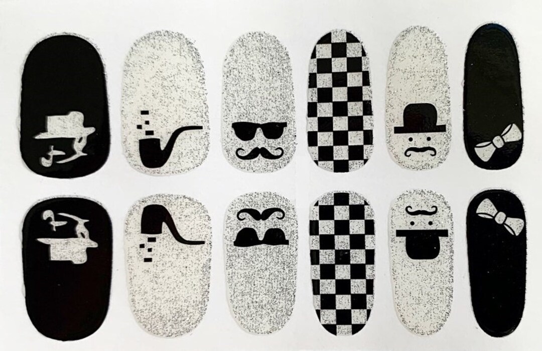 Black Pipe Checker Board Glimmer Nail Polish Strips / Nail Wraps / Nail ...
