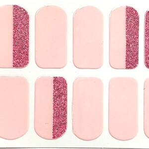 Pink Glimmer Nail Polish Strips: Easy Peel & Apply Nail Wraps