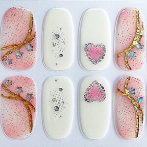 Pink Star Glitter Nail Polish Strips / Nail Wraps