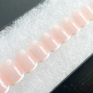 Glossy Translucent White French Tip Square Press On Nails | Short Square Nails | Fake Nails | False Nails | Glue On Nails (N-002)