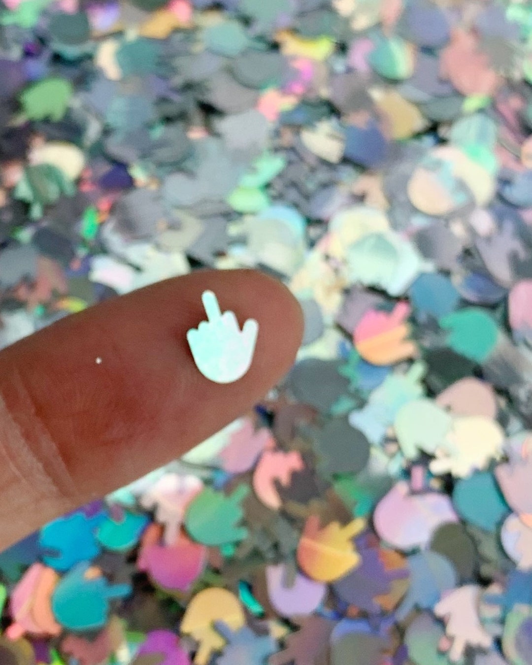 Silver Holographic Middle Finger Confetti: Chunky Resin Glitter - Etsy