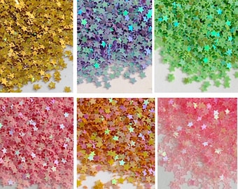 Pink Iridescent Star Glitter: Chunky Confetti, Slime Toppings
