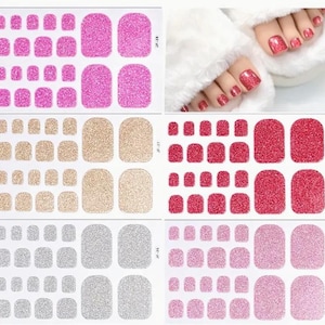 Glitter Toe Nail Polish Strips: Self-Adhesive Manicure Decals