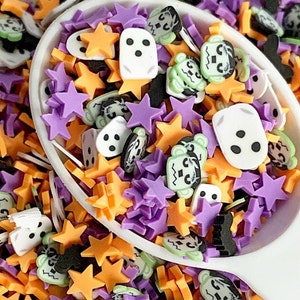 Halloween Polymer Clay Slices: Ghost, Bats, Stars, Slime & Resin Filler