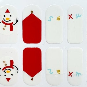 Christmas Snowman Snowflake Glimmer Nail Polish Strips / Nail Wraps / Nail Decals #002