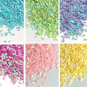 Iridescent Moon Moons Party Confetti Chunky Poly Glitter, Decoden Supplies, Tumblers, Resin Embellishment, Slime Toppings