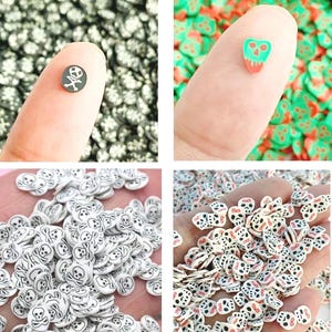 Halloween Skull Polymer Clay Slices: Crafting & Slime Sprinkles