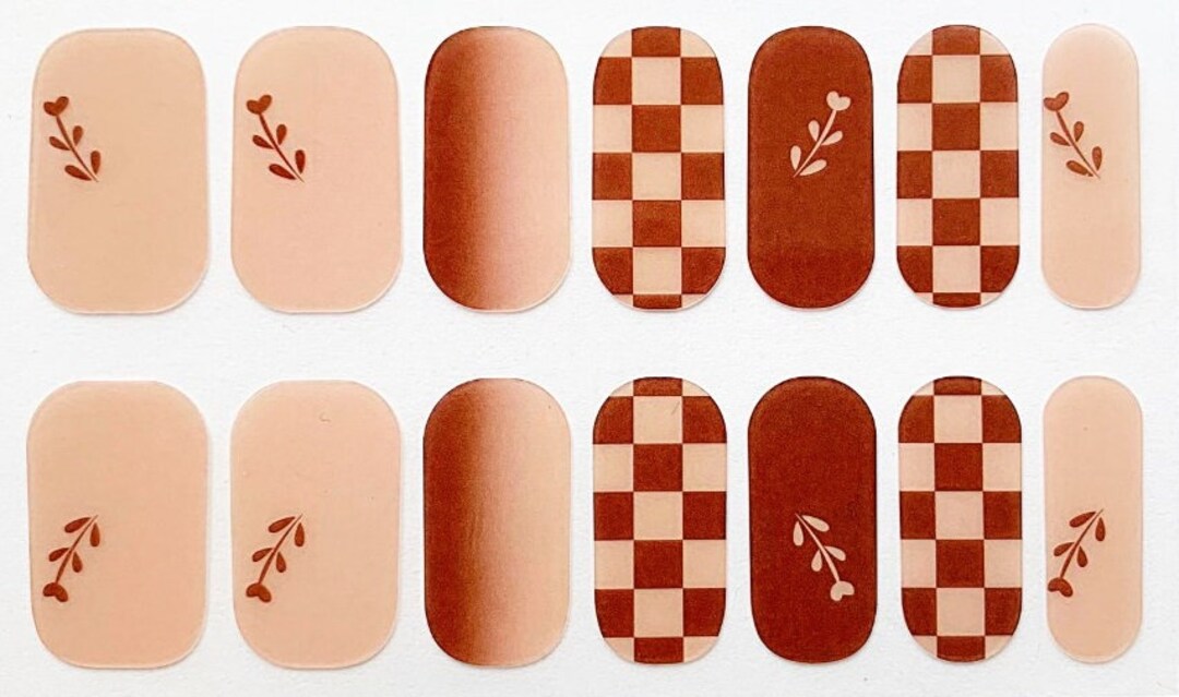 Brown Checker Board Glimmer Nail Polish Strips / Nail Wraps / Nail ...