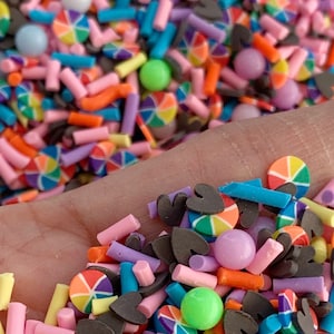 Rainbow Resin Sprinkle Mix: Chocolate Hearts, Polymer Clay Slime Fillers