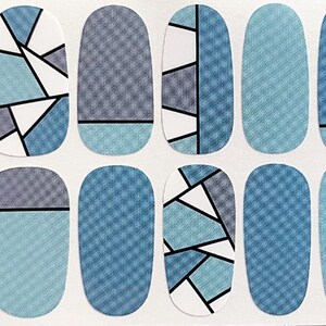 Blue Geometric Nail Polish Strips / Nail Wraps #010