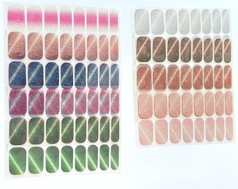 Glitter Cat Eye Nail Polish Strips: Self-Adhesive Nail Art