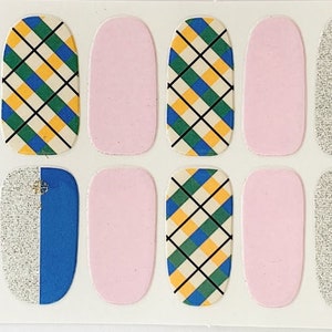 Argyle Glimmer Nail Polish Strips: Pink, Blue & Gold