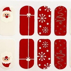 Christmas Nail Polish Strips: Santa, Snowflake, Reindeer Designs