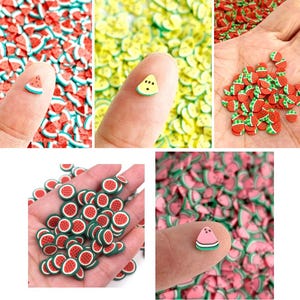 Watermelon Polymer Clay Slices: Fake Food Sprinkles, Slime Fillers