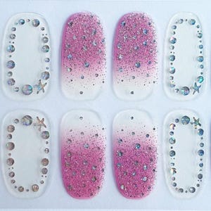Pink Blue Glitter Nail Polish Strips: Easy Peel Nail Wraps