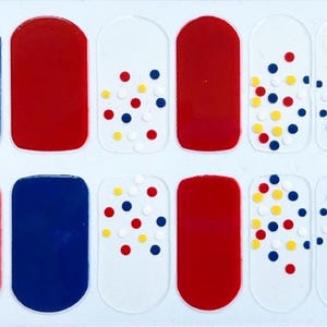 Red and Blue Dots Nail Polish Strips: Easy Manicure