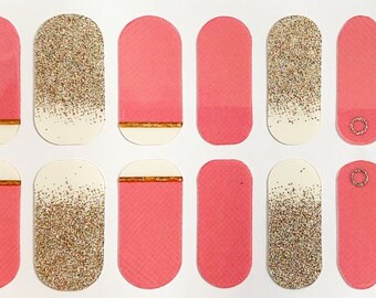 Pink Gold Glimmer Nail Polish Strips: Easy Manicure