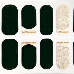Black Glimmer French Tips Nail Polish Strips / Nail Wraps / Nail Decals #007