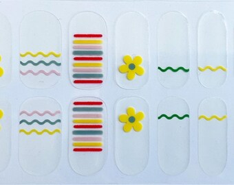 Rainbow Flower Nail Polish Strips: Easy Application Nail Wraps