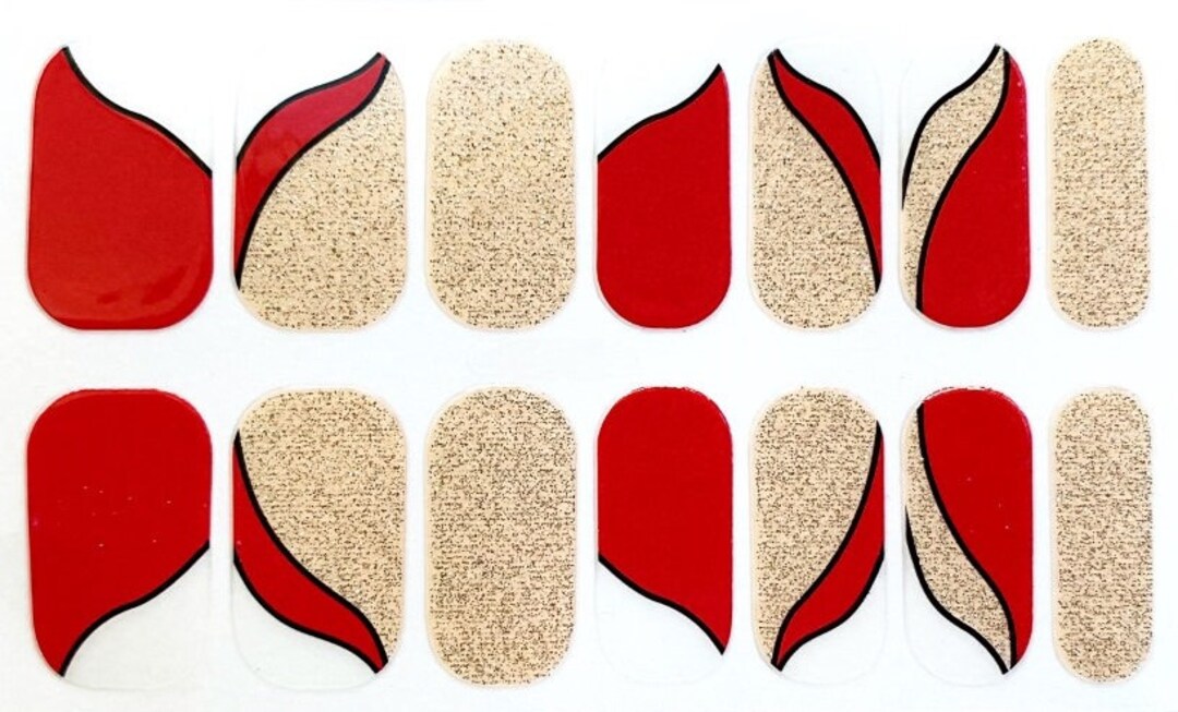 Red Abstract Pattern Glimmer Nail Polish Strips / Nail Wraps / Etsy