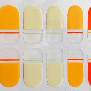 Clear White Yellow Orange French Tips Nail Polish Strips / Nail Wraps / Nail Decals #557