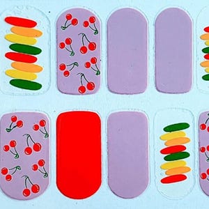 Rainbow Cherry Nail Polish Strips: Easy Application, No Smudge