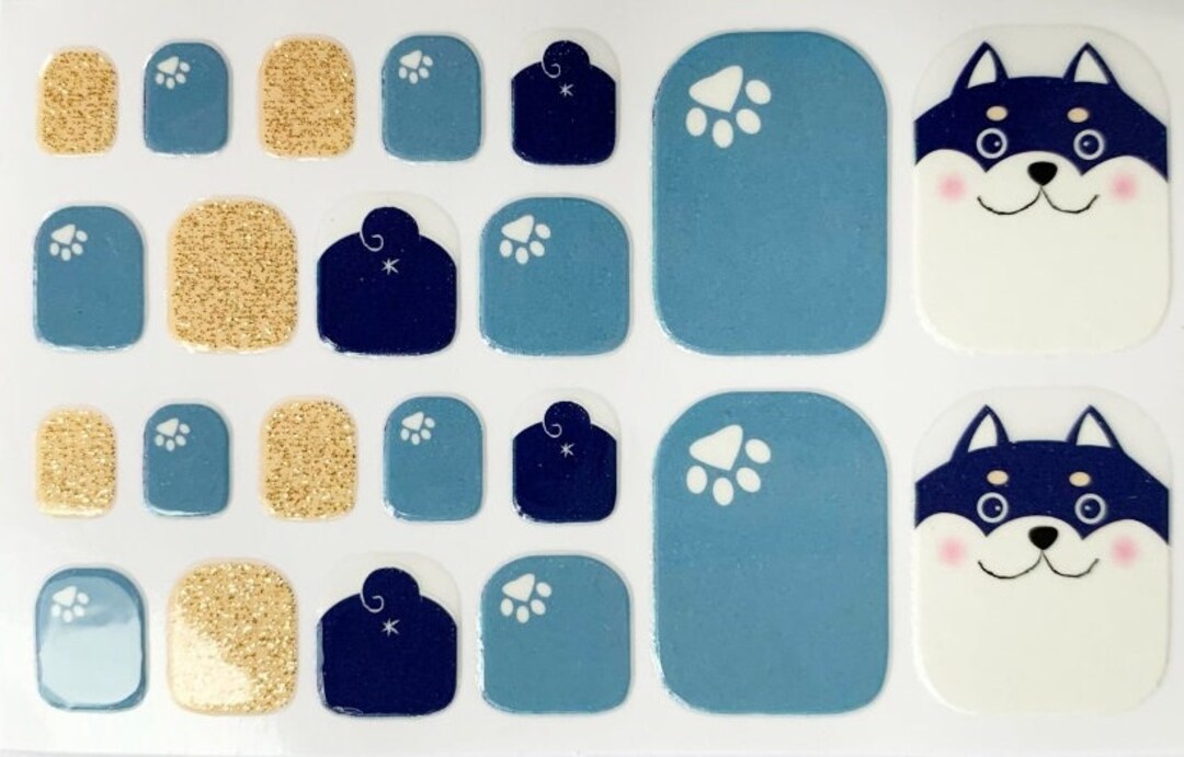 Blue Dog Lover Toe Nail Sticker Selfadhesive False Nails, Toe Nails