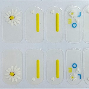 Clear with White Daisy Flowers Nail Polish Strips / Nail Wraps / Nail Decals #830
