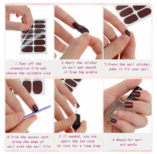 Glitter Nail Polish Strips: Full Nail Wraps, Easy Application Dangle