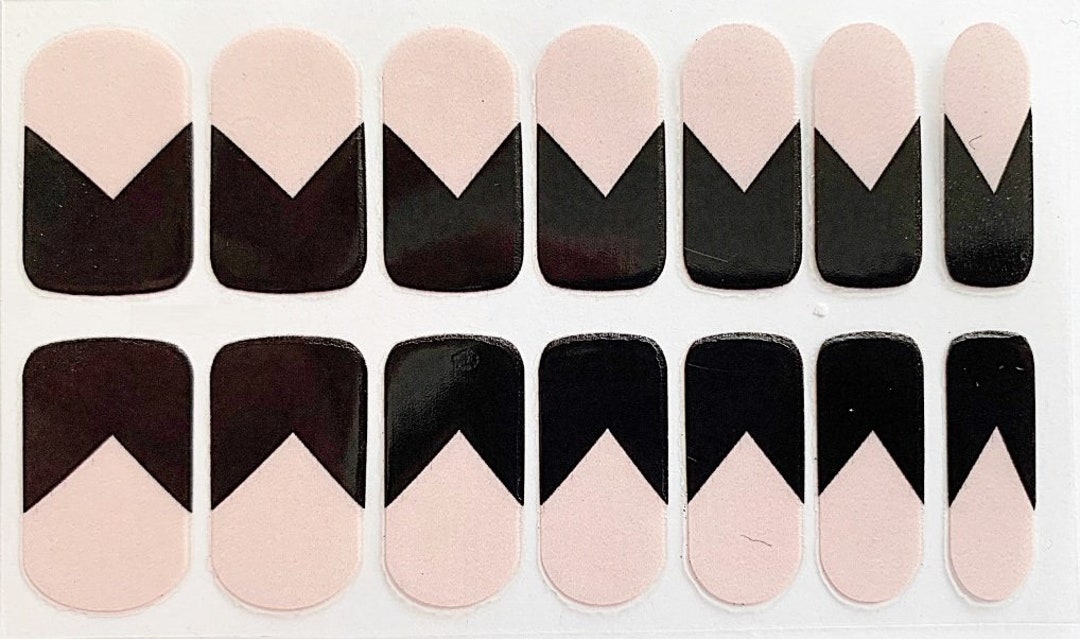 Black V-shape French Tips Nail Polish Strips / Nail Wraps / Nail Decals ...