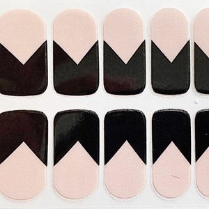 Black V-shape French Tips Nail Polish Strips / Nail Wraps / Nail Decals #740