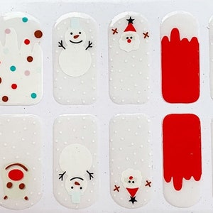 Christmas Snowman Snowflake Nail Polish Strips / Nail Wraps / Nail Decals #016