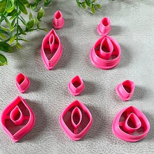 Abstract Polymer Clay Earring Cutter: Sharp Edge PLA Plastic  5 Sets