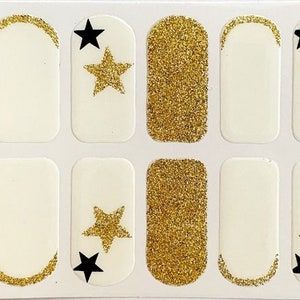 White Gold Stars Glimmer Nail Polish Strips / Nail Wraps / Nail Decals #036