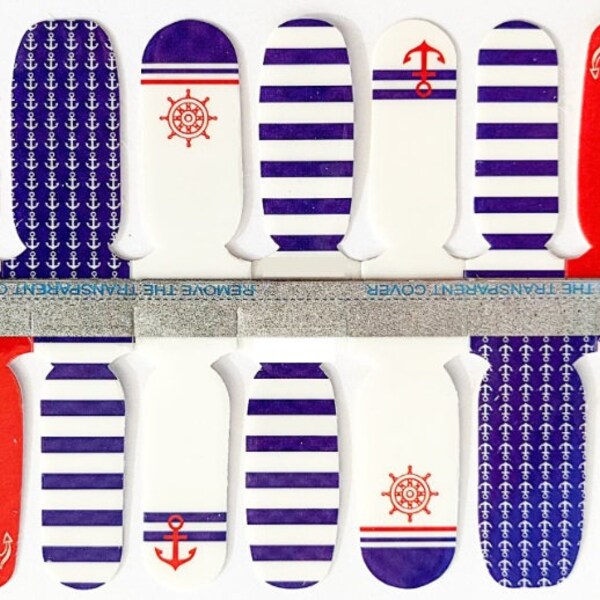 Summer Beach Sailing Anchor Nail Polish Strips / Nail Wraps / Nail Decals #1027