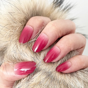 Handmade Press On Nails | Glossy Burgundy Ombre Gradient Round Press On Nails | Fake Nails | False Nails | Glue On Nails (N-132)