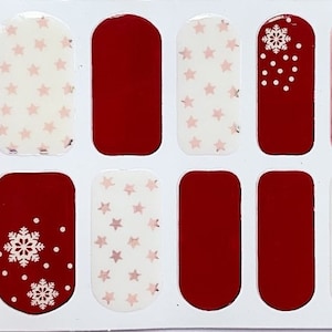 Christmas Red Snowflake Glimmer Nail Polish Strips / Nail Wraps / Nail Decals #011