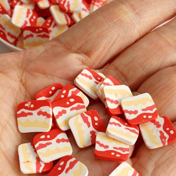 Polymer Clay Large Beef Pork Meat Bacon Slices, Fake Sprinkles, Fake Food Slices, Polymer Clay Fake Sprinkles, Slime, Resin Fillers C297