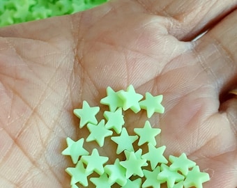 Polymer Clay Pastel Green Stars Slices, Fake Stars Sprinkles, Fimo Fake Sprinkles, Polymer Clay Fake Sprinkles, Slime, Resin Fillers (C338)