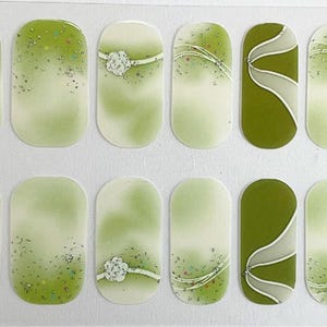 Green Watercolor Glitter Nail Polish Strips / Nail Wraps