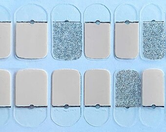 Pink Glitter Nail Polish Strips: Silver Tips Nail Wraps